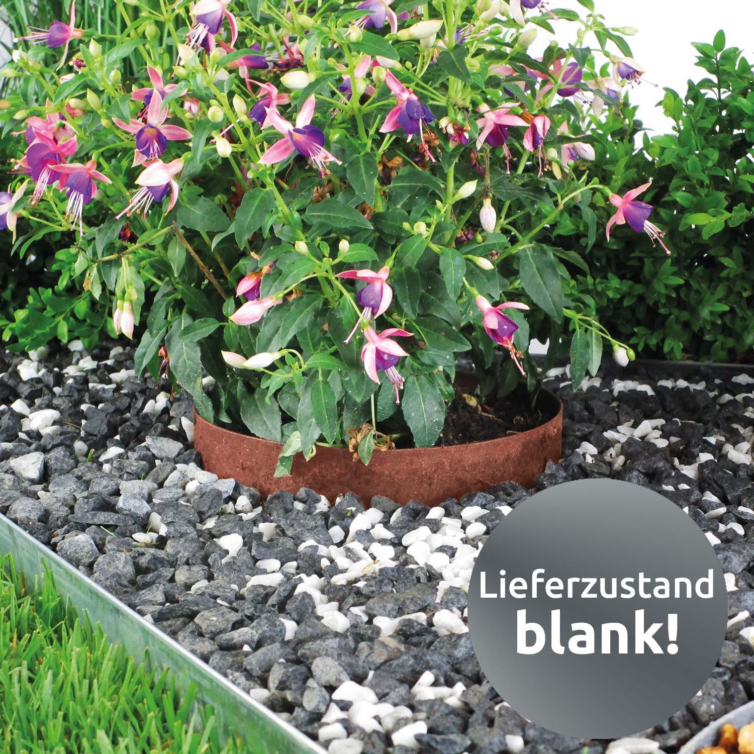 Bellissa Rasenkante Kreis Ø20 cm Höhe 13 cm corten Baumring Beeteinfassung, Lieferzustand blank