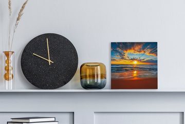 OneMillionCanvasses® Leinwandbild Meer - Sonnenuntergang - Strand - Wolken - Orange, (1 St), Leinwand Bilder für Wohnzimmer Schlafzimmer