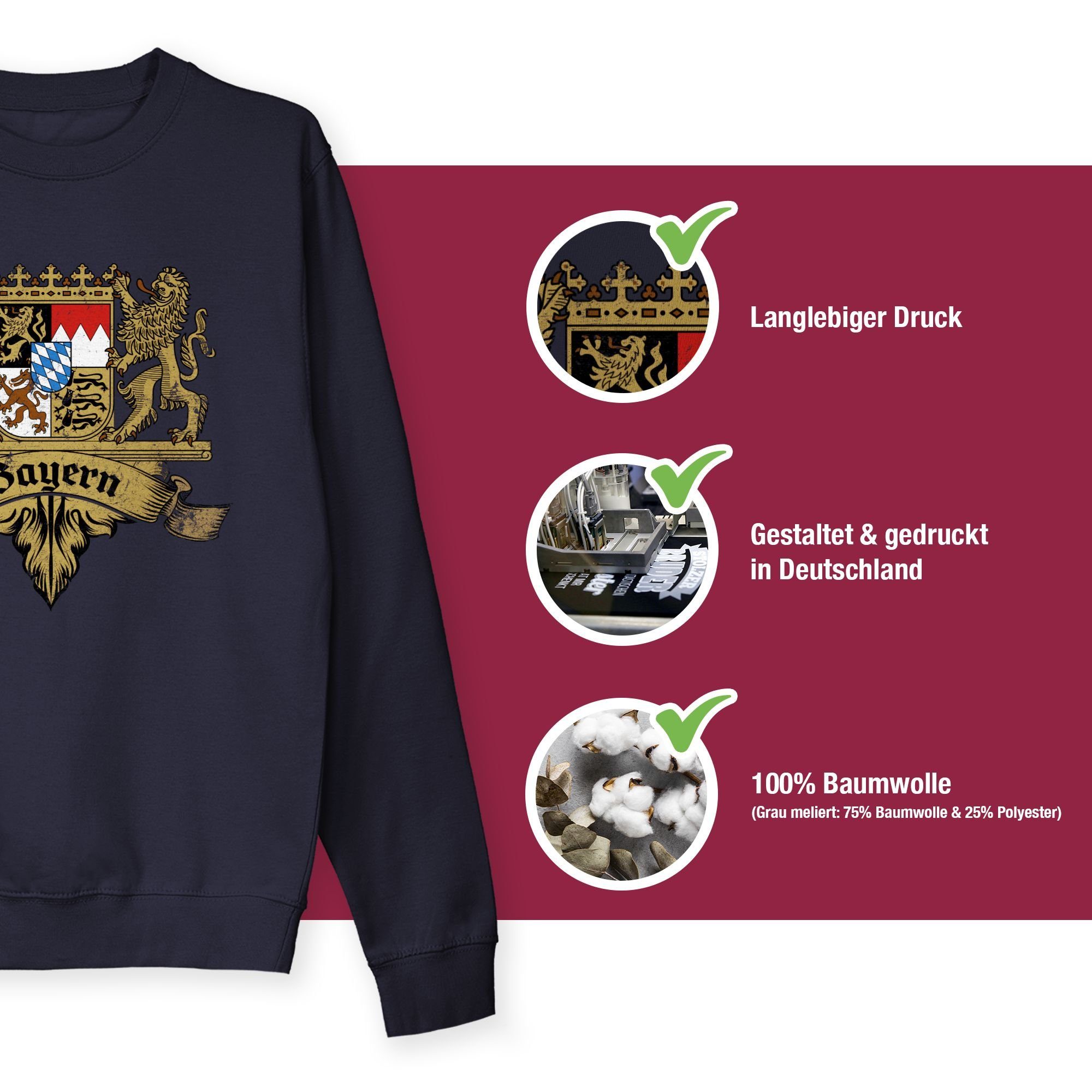 Freistaat Wappen Bayern Herren für Bayernland Shirtracer Oktoberfest Sweatshirt Bayern (1-tlg) 2 Mode Dunkelblau