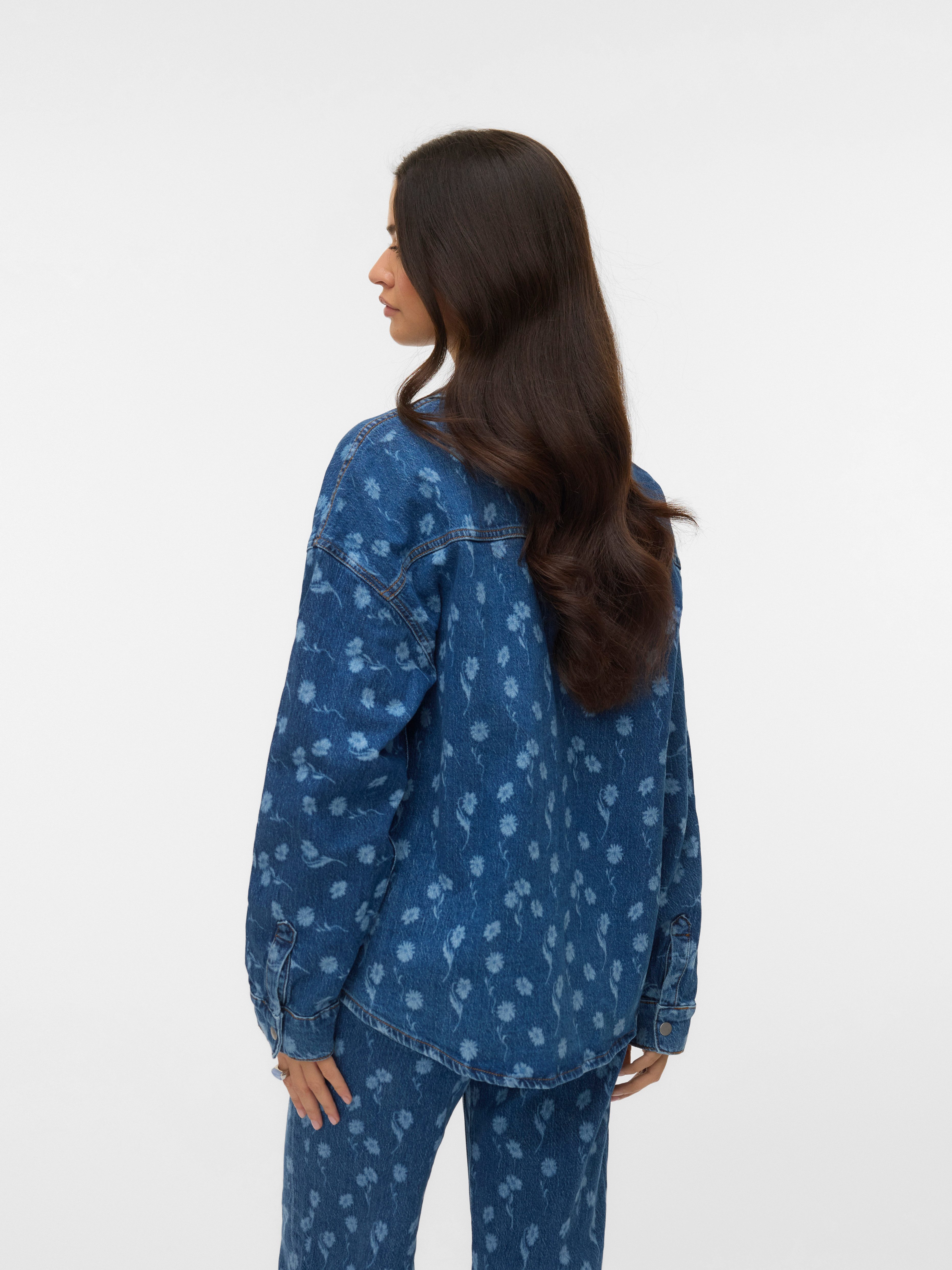 Vero Moda Jeansbluse VMHAYDEN LS FLOWER DENIM SHIRT RA380 mit Blumenmuster günstig online kaufen