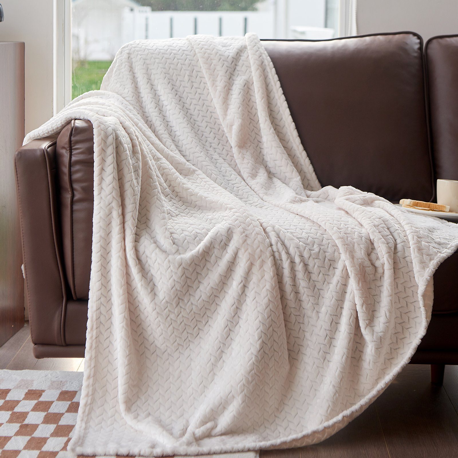 Homescapes Strickdecke Senfgelb, 130x170 Cm – Baumwolle, Zopfmuster, Geometrisch Gemustert
