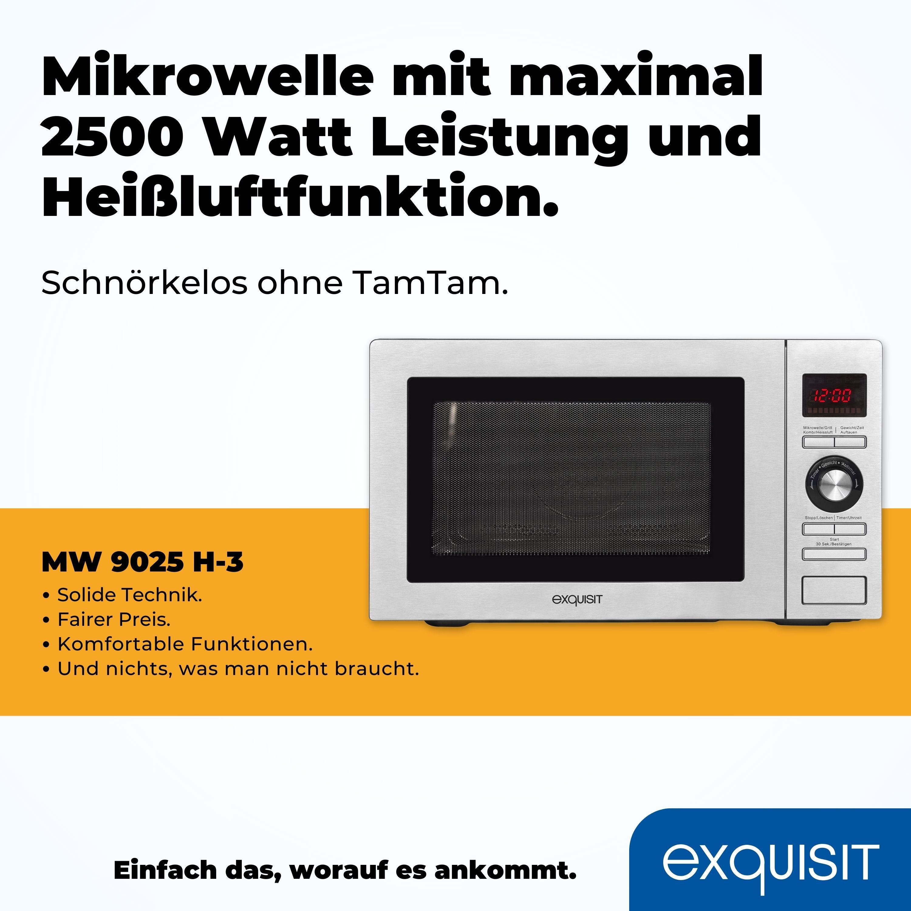 exquisit Mikrowelle, 25,00 l, digitaler Timer, Grill und Heißluft, 10 Automatikprogramme