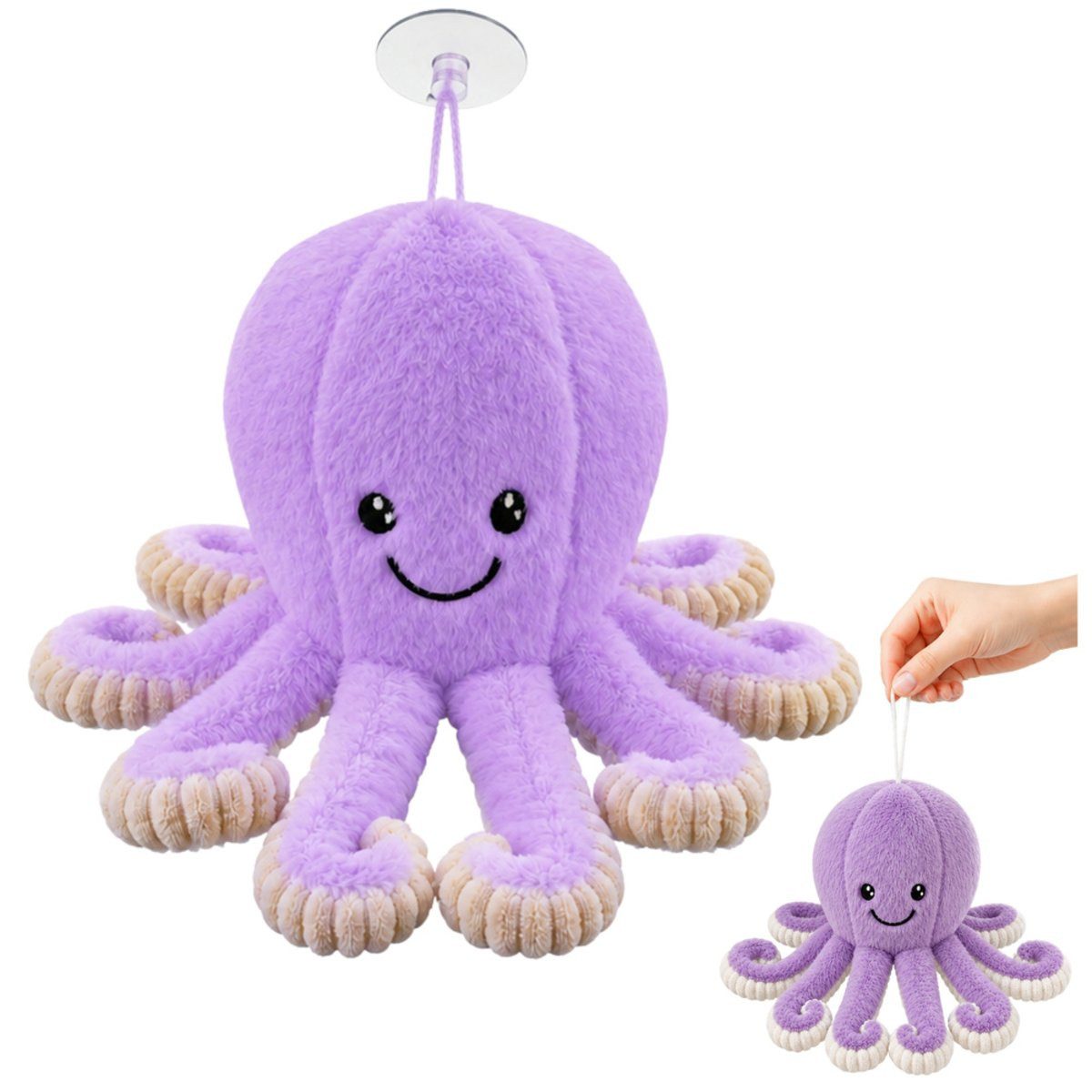 Wisam Plüschfigur Plüsch-Oktopus mit Saugnapf, lila, 16 cm (1-St)