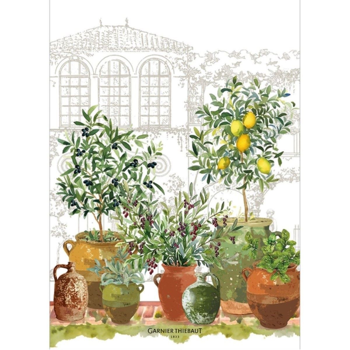 Garnier Thiebaut Geschirrtuch Geschirrtuch Jardin Provencal Olive 50x70 cm, (1-tlg., 1 x Geschirrtuch), bedruckt