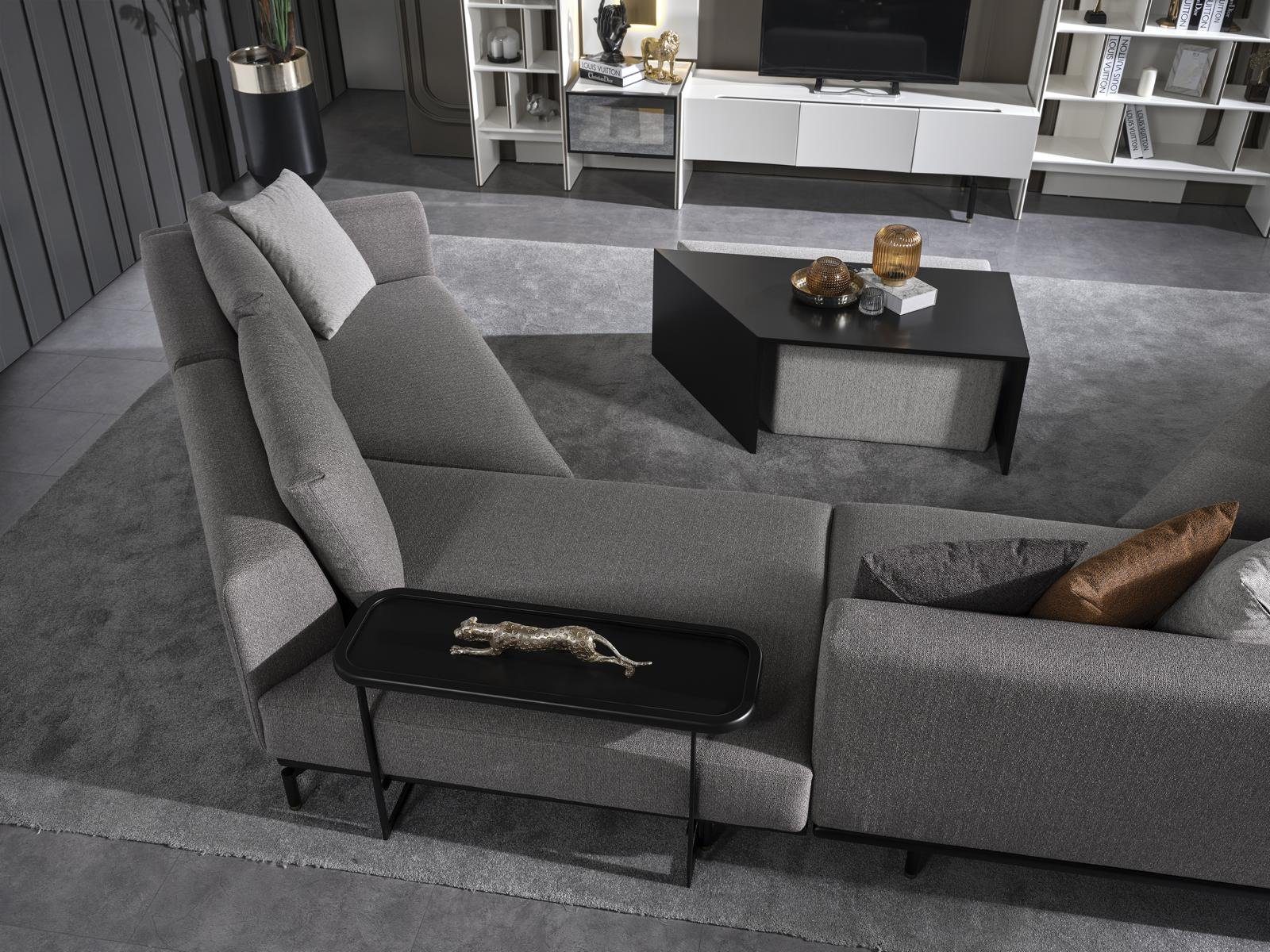 JVmoebel Ecksofa Ecksofa Neu Luxus Couch grau Wohnzimmer Textil Design U-Form Modern