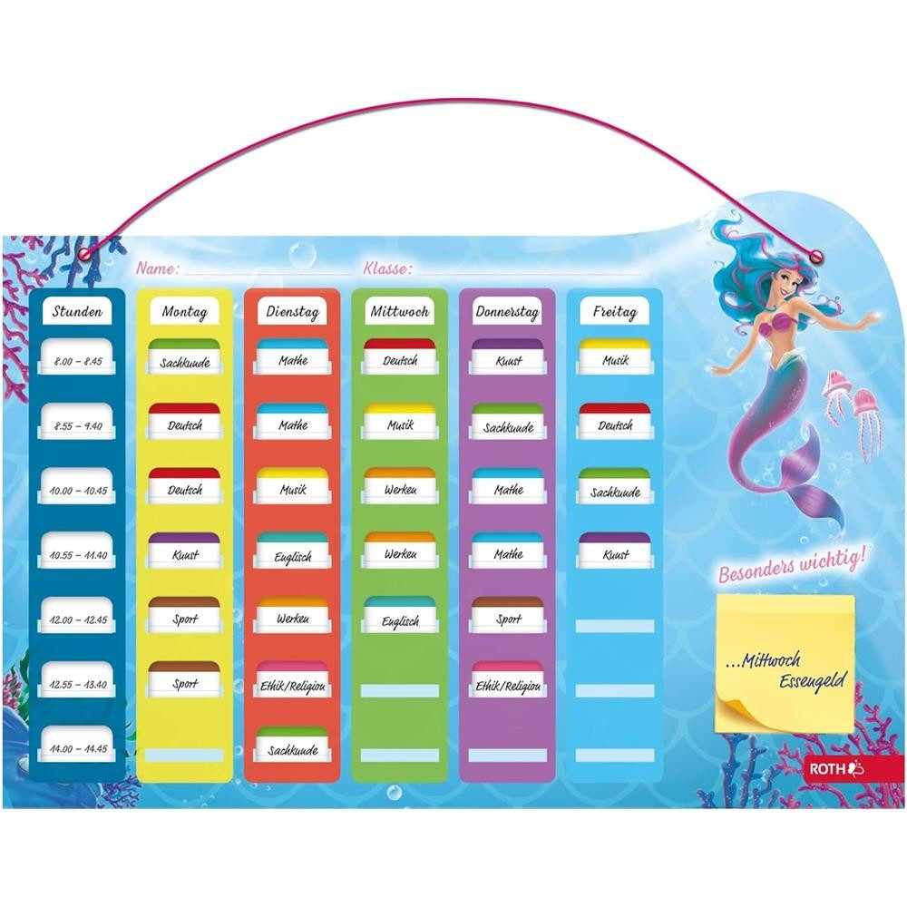 Roth Schülerkalender Klipp+Klar Stundenplan A3 Meerjungfrau, Schulbedarf, Steckkarten, Wochenplan, Tafel, Schule, Haftnotizen