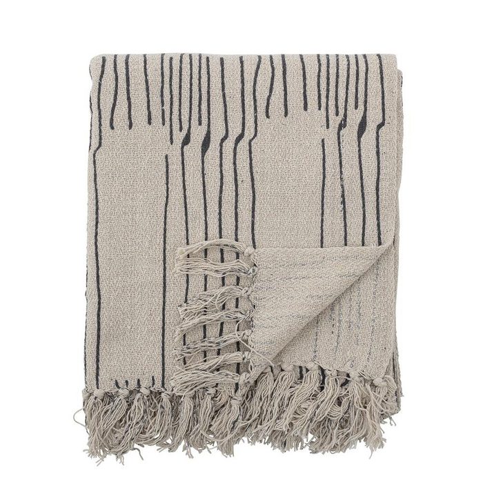 Überwurf Celly Decke mit Fransen Natur Bloomingville aus Baumwolle Tagesdecke Kuscheldecke dänisches Design
