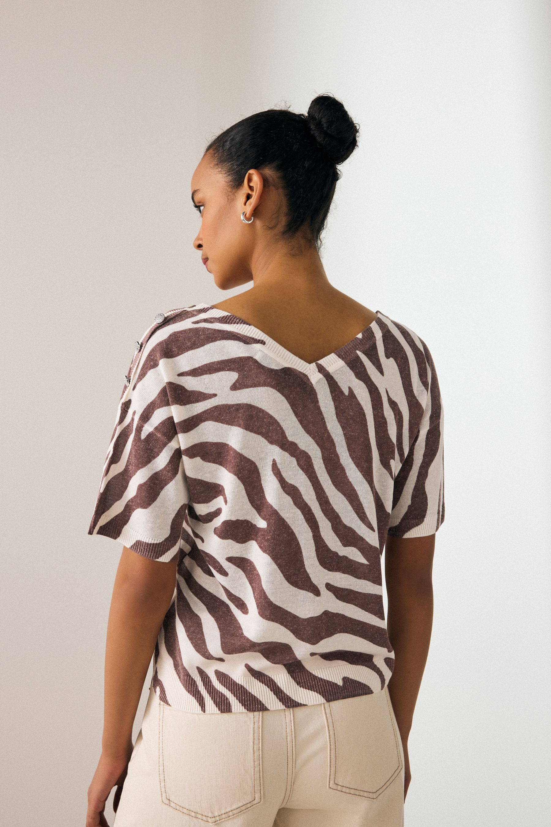 Next V-Shirt T-Shirt aus Leinen mit günstig online kaufen