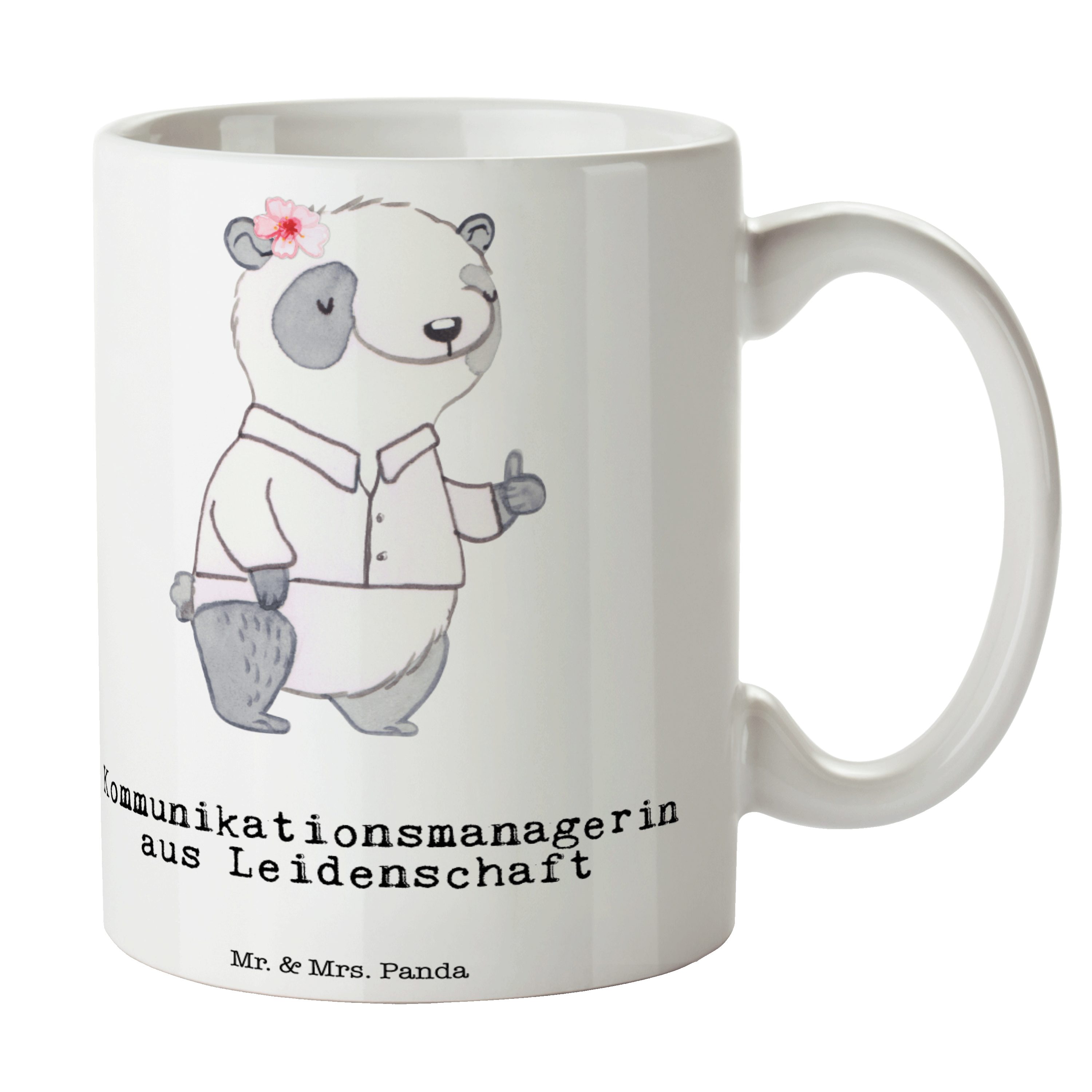 Mr. & Mrs. Panda Tasse Kommunikationsmanagerin aus Leidenschaft - Weiß - Geschenk, Becher, K, Keramik