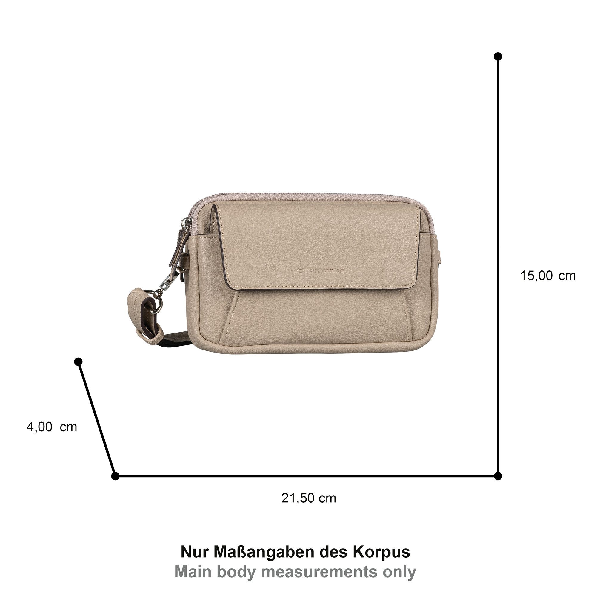 TOM TAILOR Umhängetasche Tilly, aus fein genarbte Lederimitat im Doppelkammer-Modell mit viel Platz