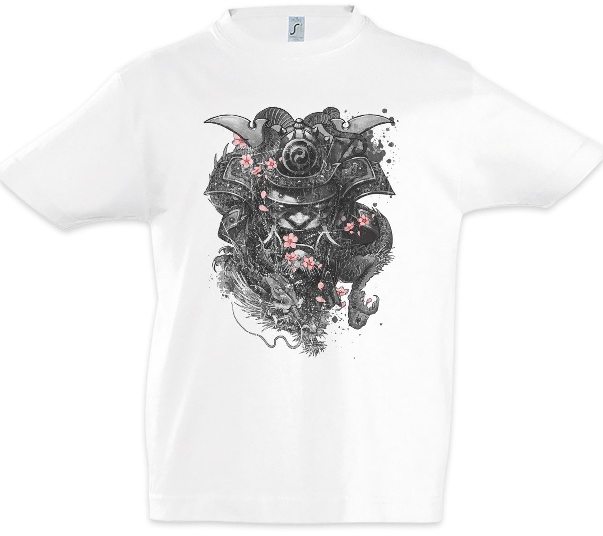 Urban Backwoods Print-Shirt Samurai Cherry Blossoms Kinder T-Shirt Kirschblüten Blüten Japan (1-tlg) Tattoo Art Anime Shogun