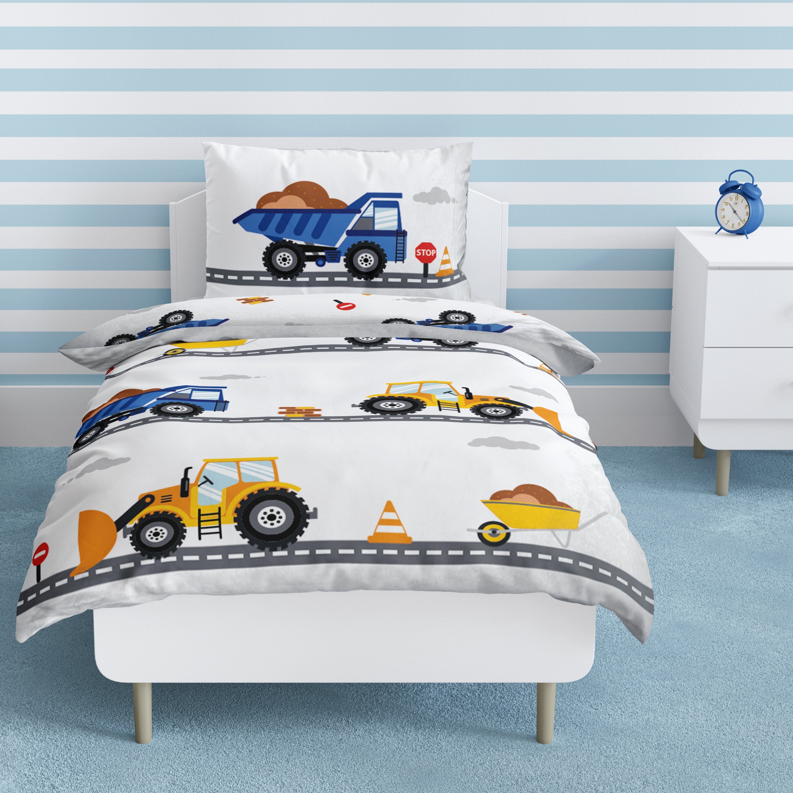 MTOnlinehandel Babybettwäsche Bagger 100x135 + 40x60 cm, 100 % Baumwolle Fl günstig online kaufen