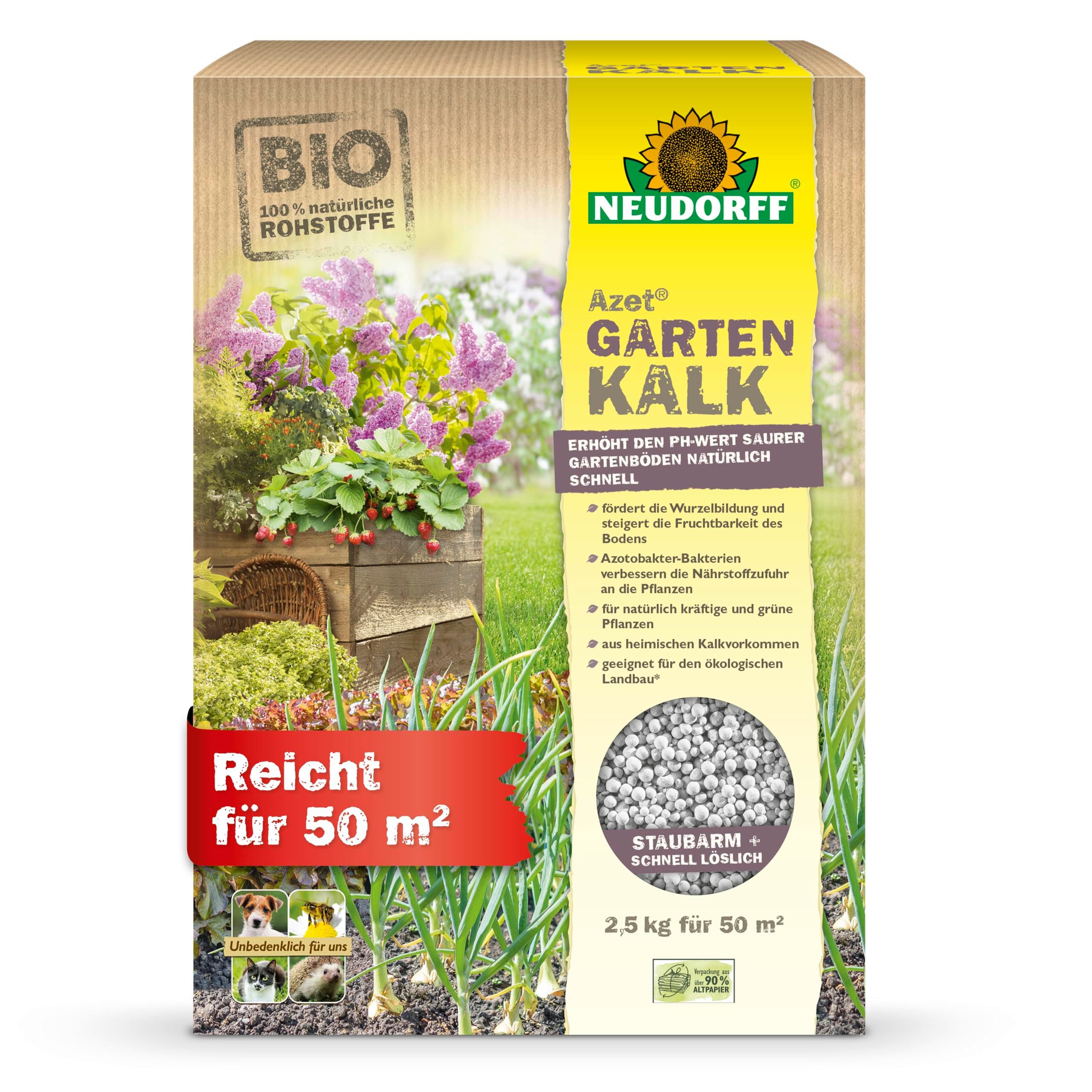 Rasenkalk Bio - Azet GartenKalk 2,5 kg für 50 m²