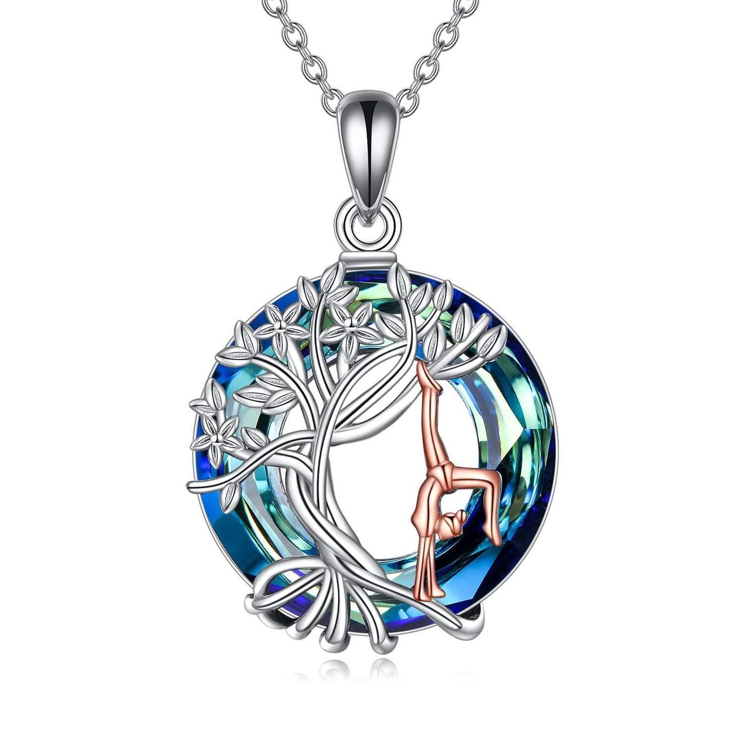LuxusKollektion Kette mit Anhänger Halskette Baum des Lebens Silber