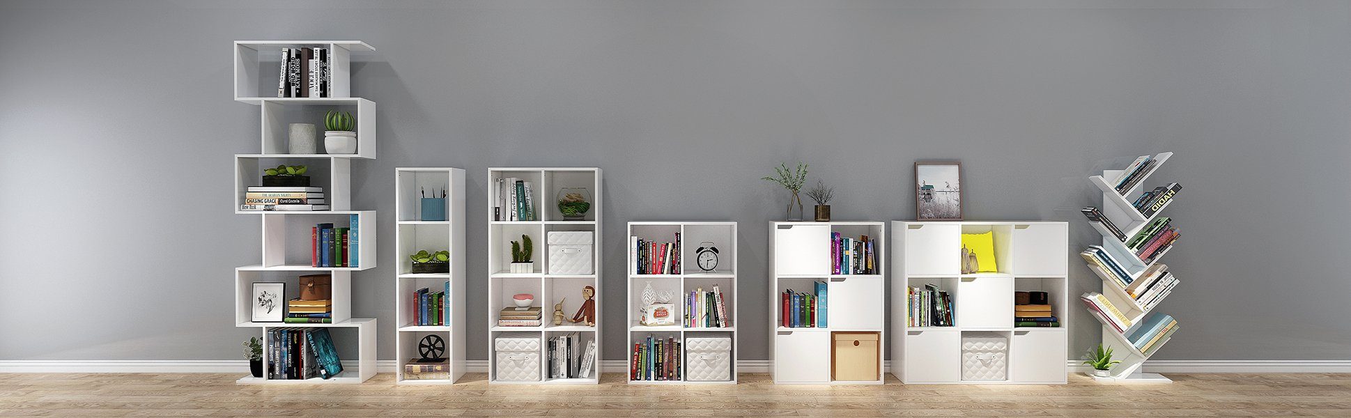 Mondeer Bücherregal Weiß einfaches 9 Holz in Bücherschrank, aus exquisites Würfelregal und Platzsparen lagiges, Design Baumform