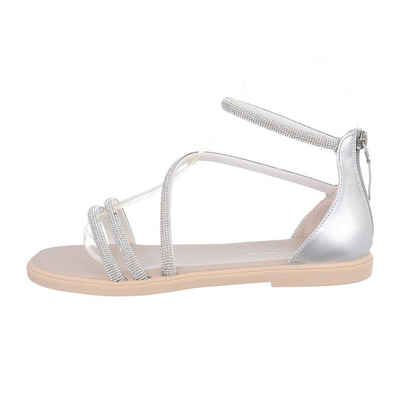 Ital-Design Damen Freizeit Riemchensandalette Blockabsatz Riemchensandalen in Beige