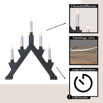 EGLO Kerzenständer Zack, Lichterbogen Weihnachten 5-flammig, Fensterleuchter mit Kabel, 41 cm