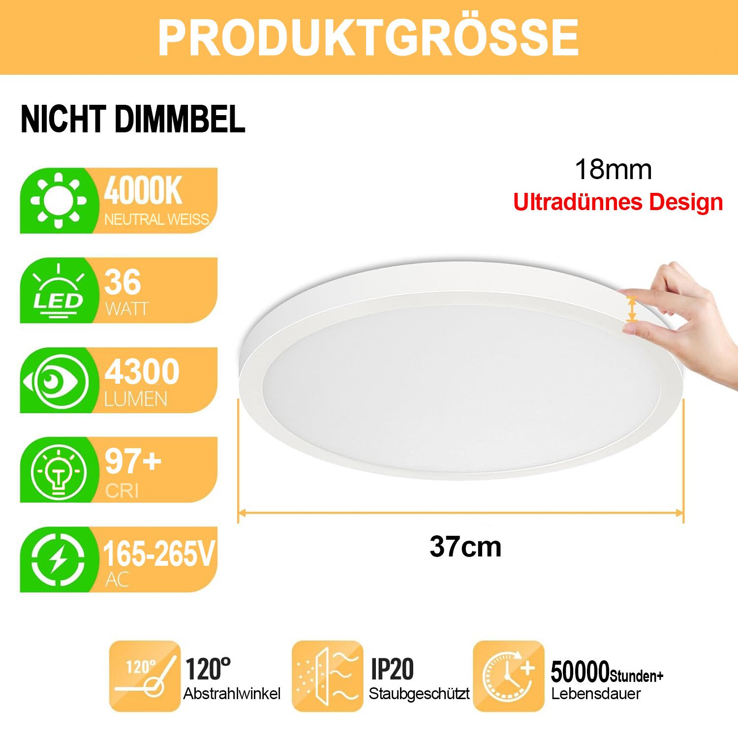 Qualra Tageslichtlampe LED Deckenleuchte Flach 3000K-6500K günstig online kaufen