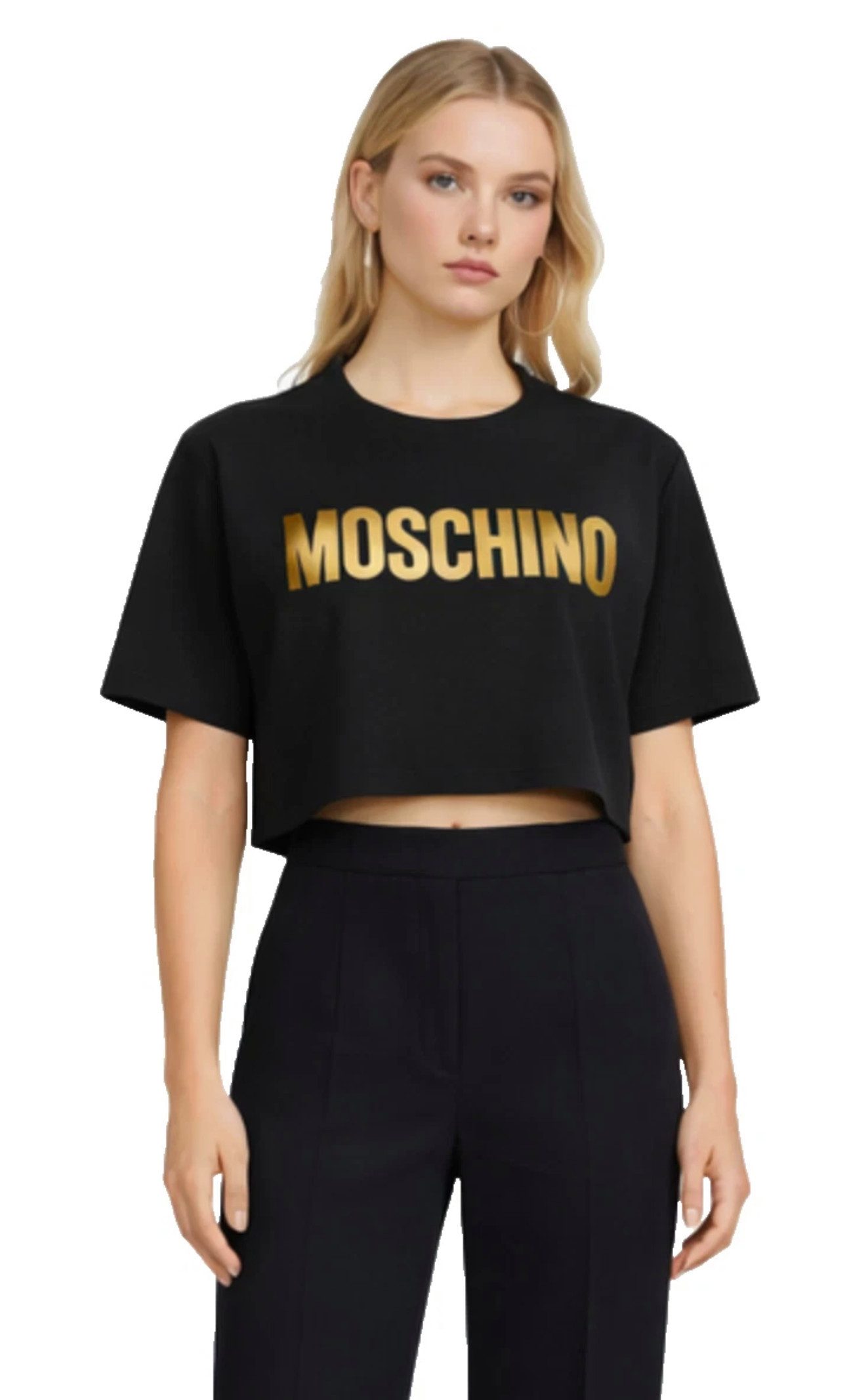 Moschino Crop-Top Couture Milano Top Gold 3D-Applikation exklusivste Linie des legendären italienischen Modehauses