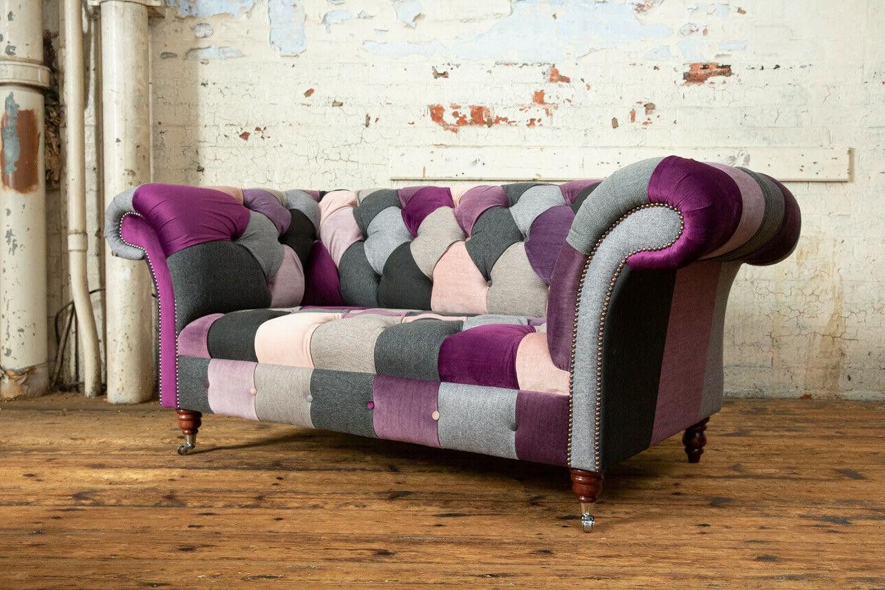 Xlmoebel Chesterfield-Sofa Buntes Zweisitzer-Sofa aus Stoff im modernen Chesterfield-Design, Hergestellt in Europa