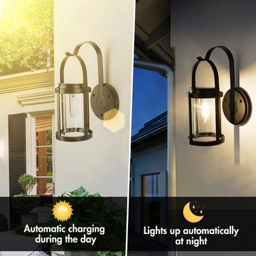 BlingBin LED Solarleuchte Solarlampen für Außen Hängend Retro Solarlaterne Aussenlampe, Wasserdicht, LED fest integriert, warm weiß, Solar Wandleuchte Aussen Gartenleuchten Deko für Garten Wand Terrasse