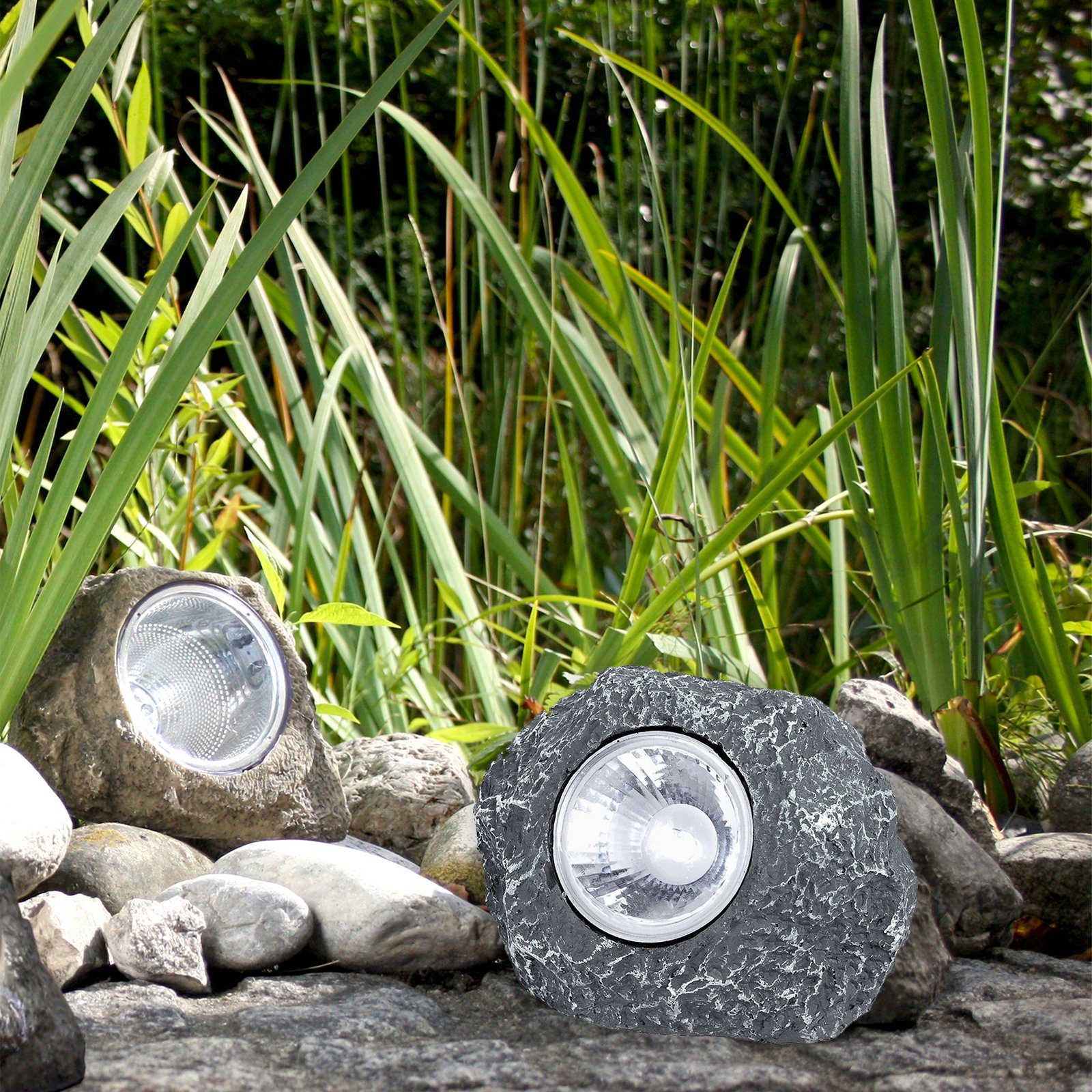 Stein Außenleuchte LED Globo Solarleuchte Solarleuchte GLOBO Garten Außen Solarlampe Solar