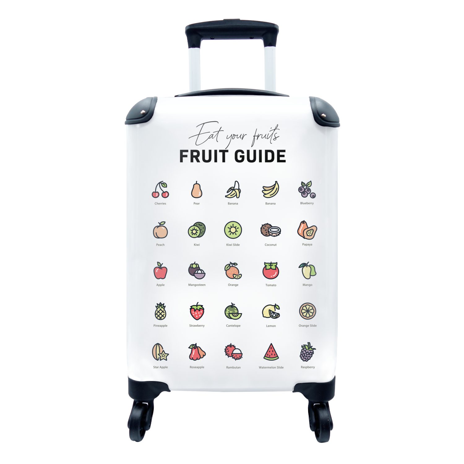 MuchoWow Handgepäckkoffer Küche - Lebensmittel - Obst, 4 Rollen, Reisetasche mit rollen, Handgepäck für Ferien, Trolley, Reisekoffer