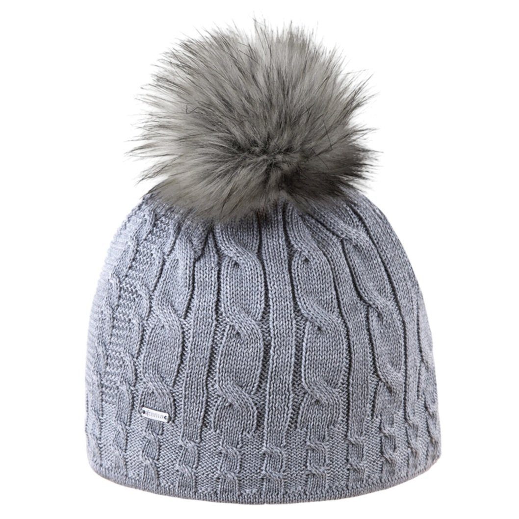 Strickmütze (Bommel) A121 Merino - Damen grau - 1 Stück