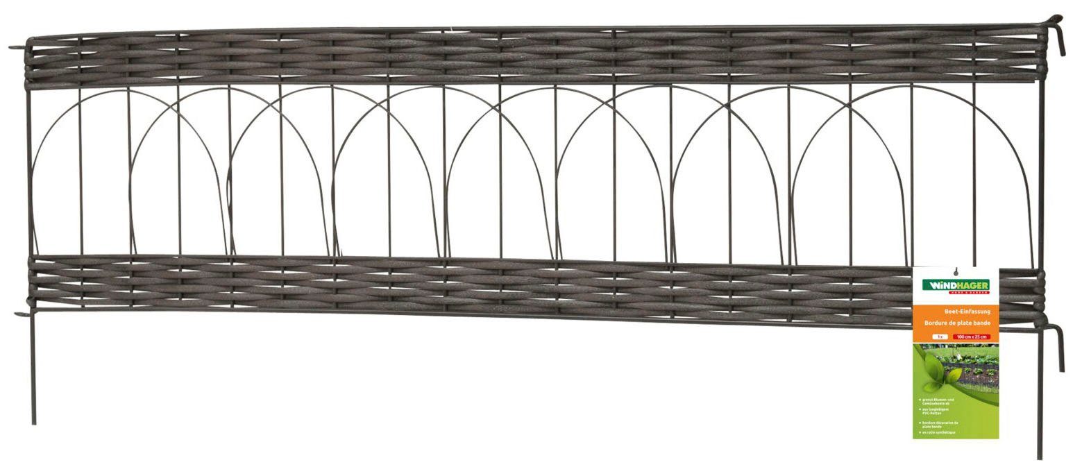 Windhager Beetumrandung PVC Rattan, LxH: 100x35 cm, Beeteinfassung