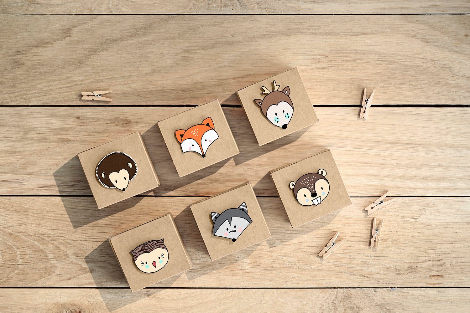 partydeco Wäscheklammern, Kleine Wäscheklammern für Fotos 3cm mini Holzklammern natur 20er Set