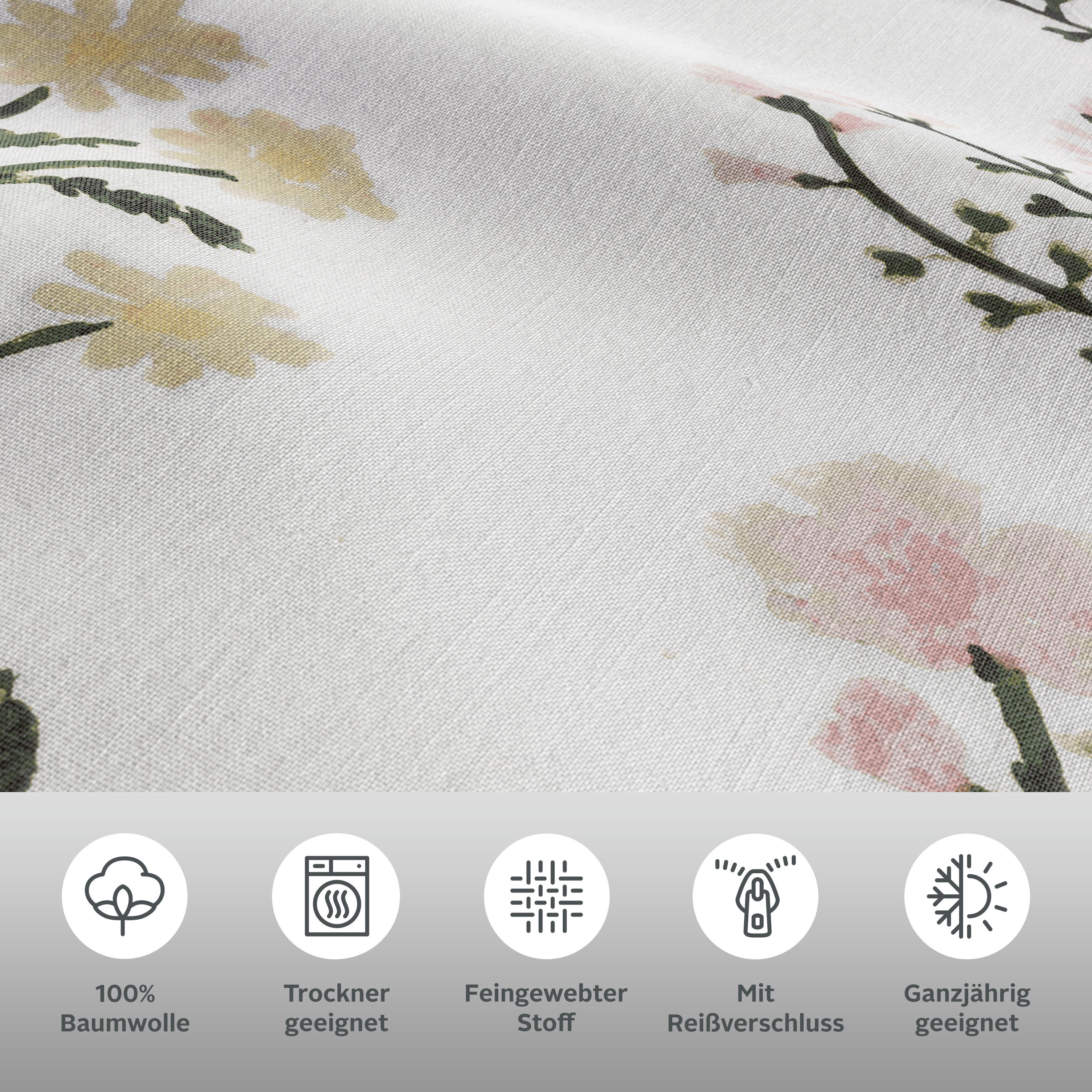 OTTO home Bettwäsche Claara, Renforcé, 2 teilig, mit Blumen Design, skandinavisch, romantische Bettwäsche