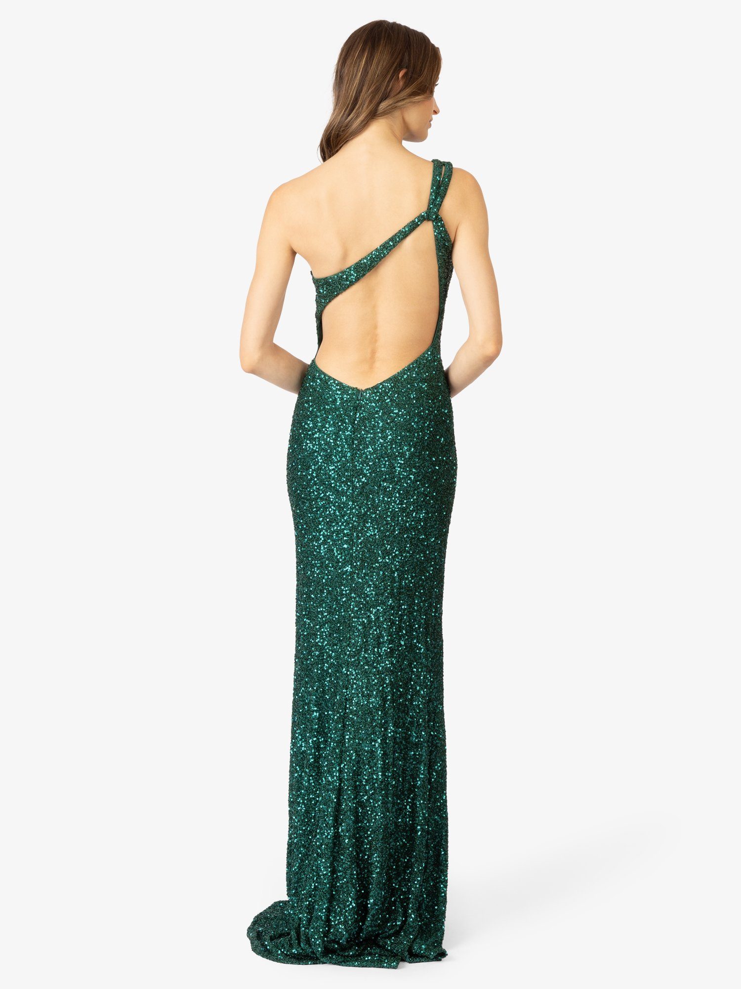 Abendkleid Allover-Paillettenmuster und emerald catching Apart Eye mit