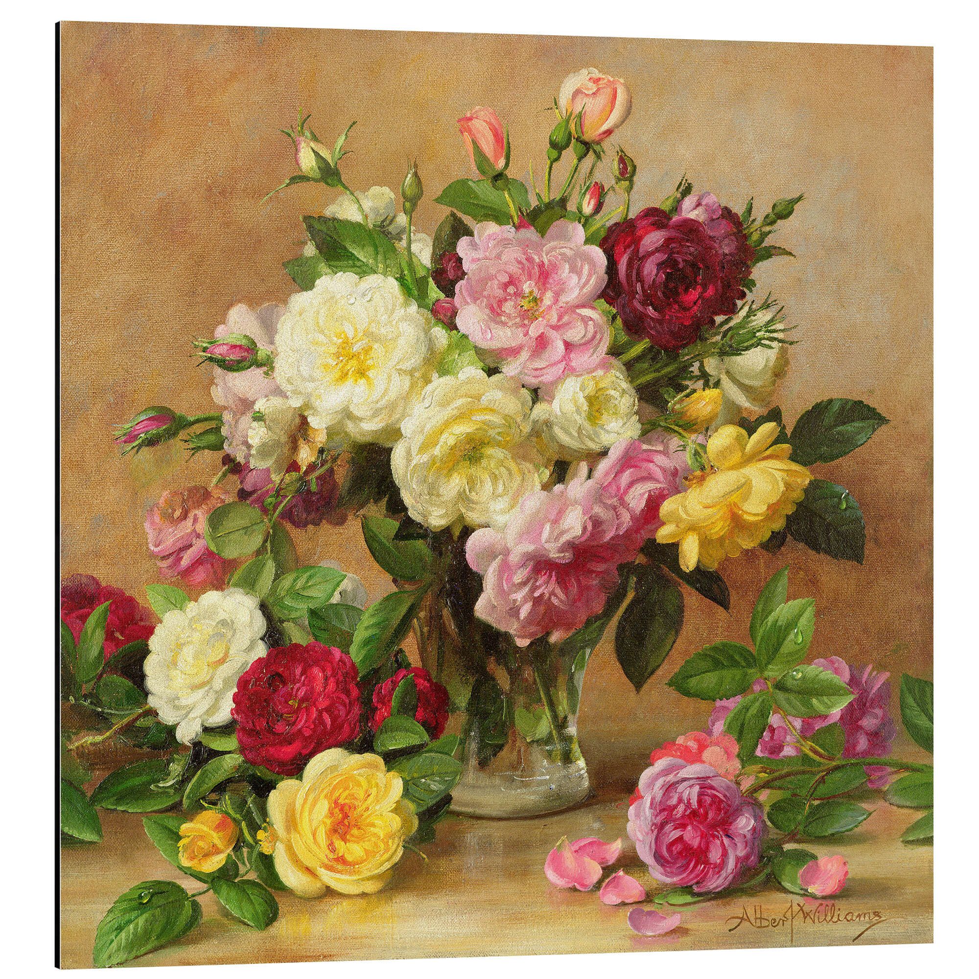 Posterlounge Alu-Dibond-Druck Albert Williams, Altmodische viktorianische Rosen, Malerei
