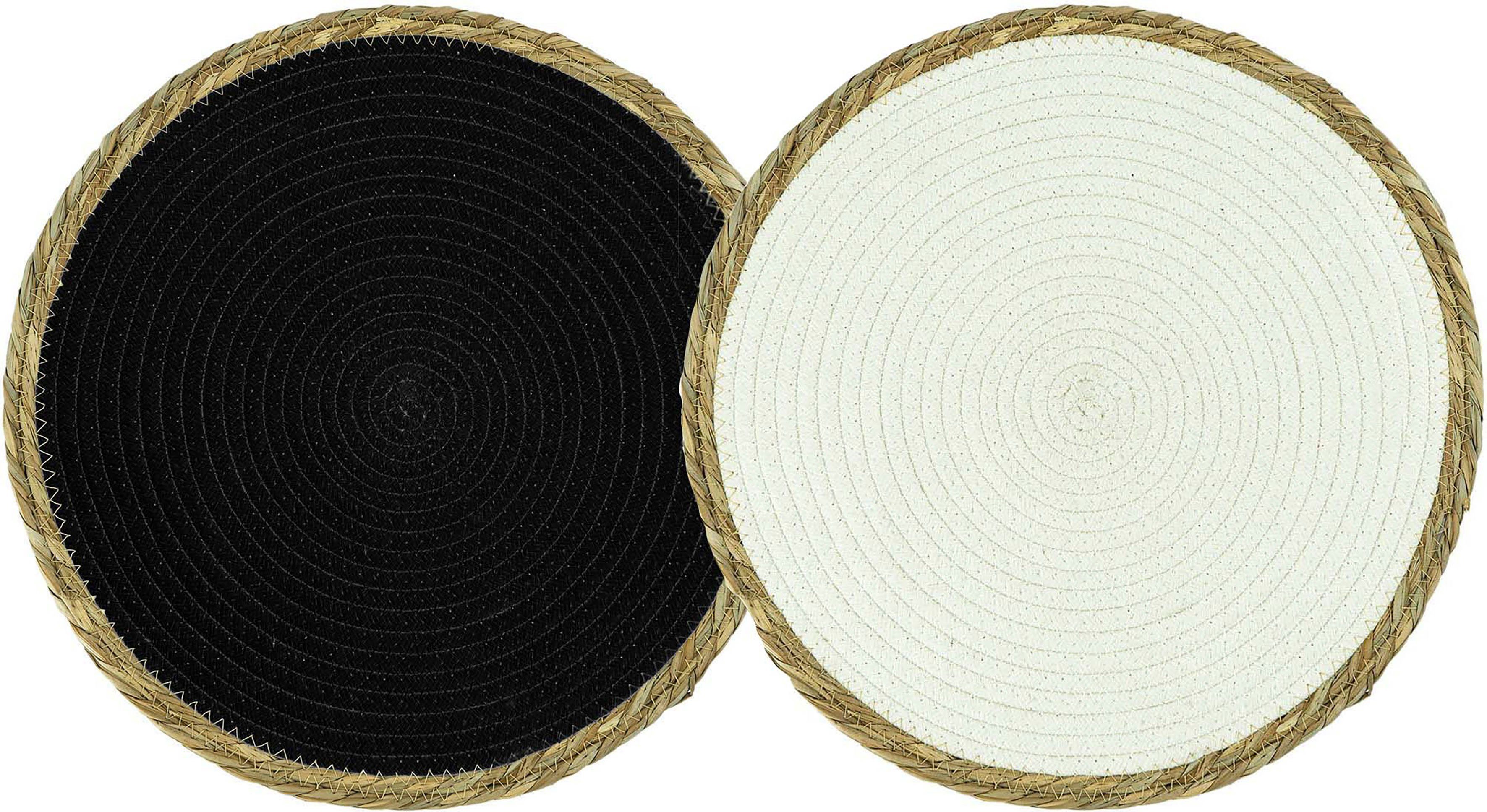 Platzset, Platzmatte mit Seegrasumrandung, NOOR LIVING, (Set, 2-St), in 2  Farben sortiert, Ø 38 cm