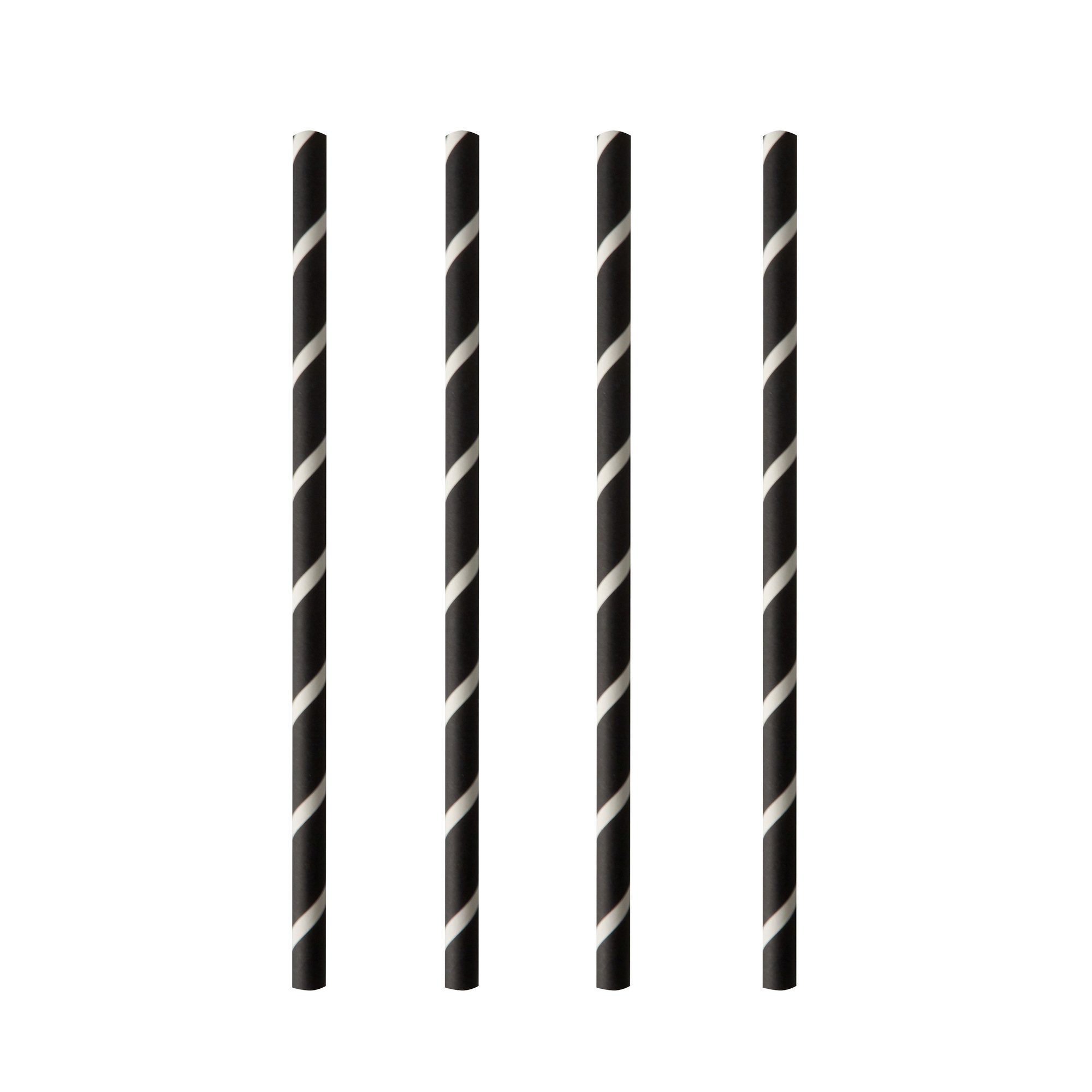 PAPSTAR Trinkhalme 100 Ø "Stripes" 8 Shake-Halme, cm 20 Papier · mm schwarz/weiss
