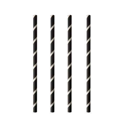 PAPSTAR Trinkhalme 100 Shake-Halme, Papier Ø 8 mm · 20 cm schwarz/weiss "Stripes"