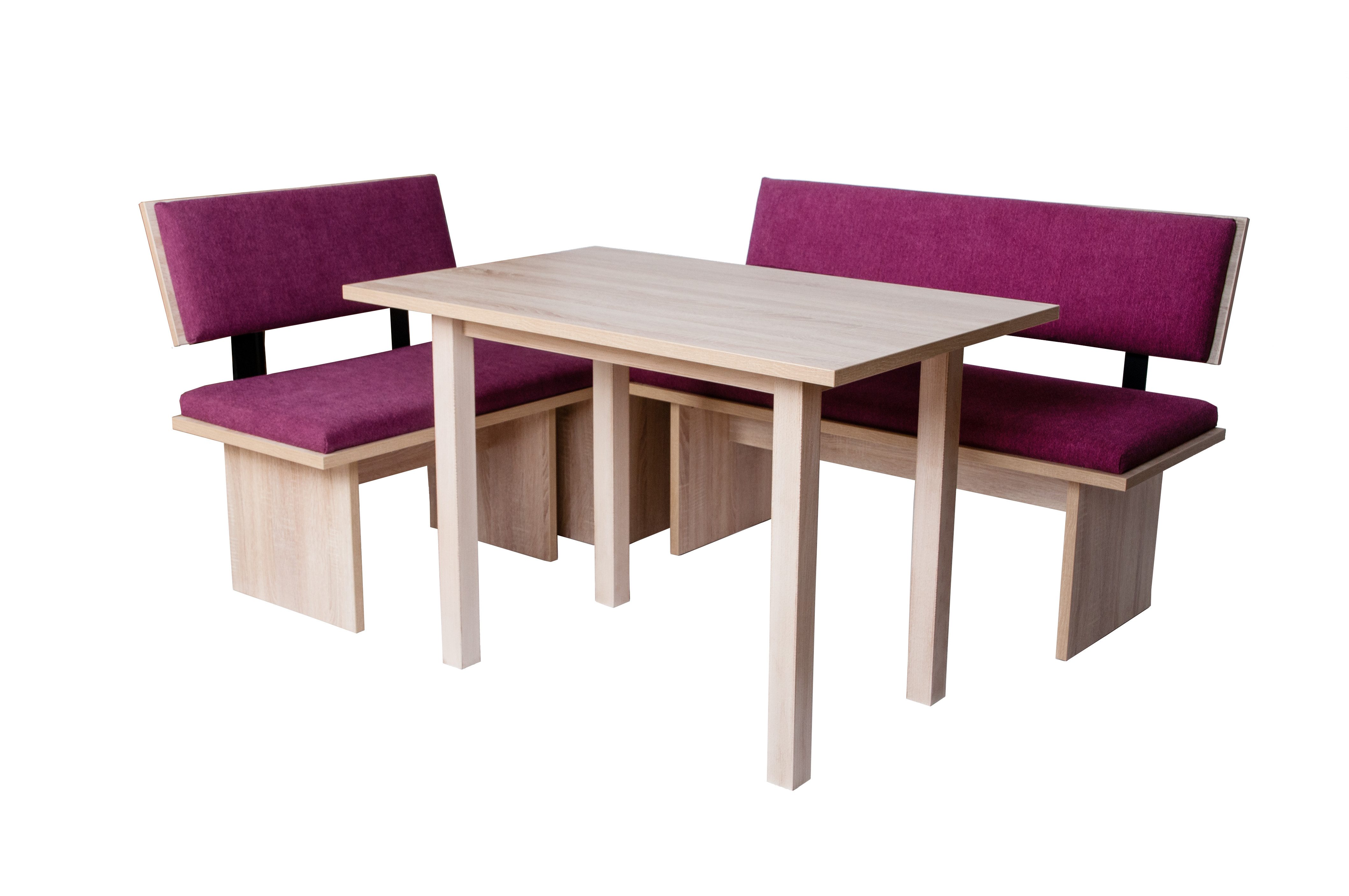 kundler home Eckbankgruppe Sitzbank L:182 R:142 cm Seitenlänge tauschbar, Tischfüße Massivholz, (4-er Set), bestehend aus 2 Sitzbänken, Truhe und Esstisch
