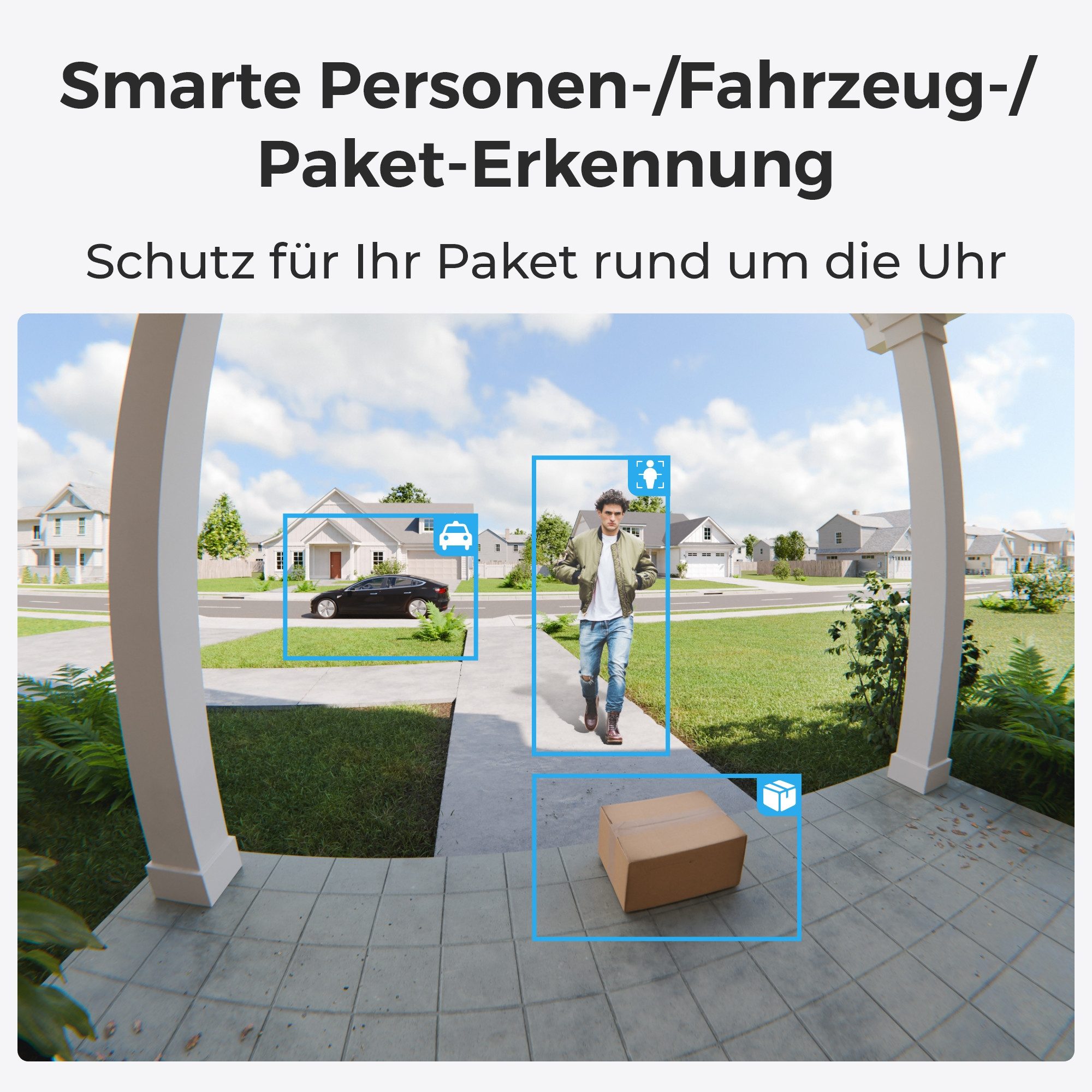 Reolink Smart Home Türklingel Akku-Türklingel Smarte 2K Dualband-WLAN Haussicherheitssystem (AuBenbereich, 1-tlg., 1:1-Seitenverhaltnis, Personen-/Fahrzeug-/Paketerkennung)