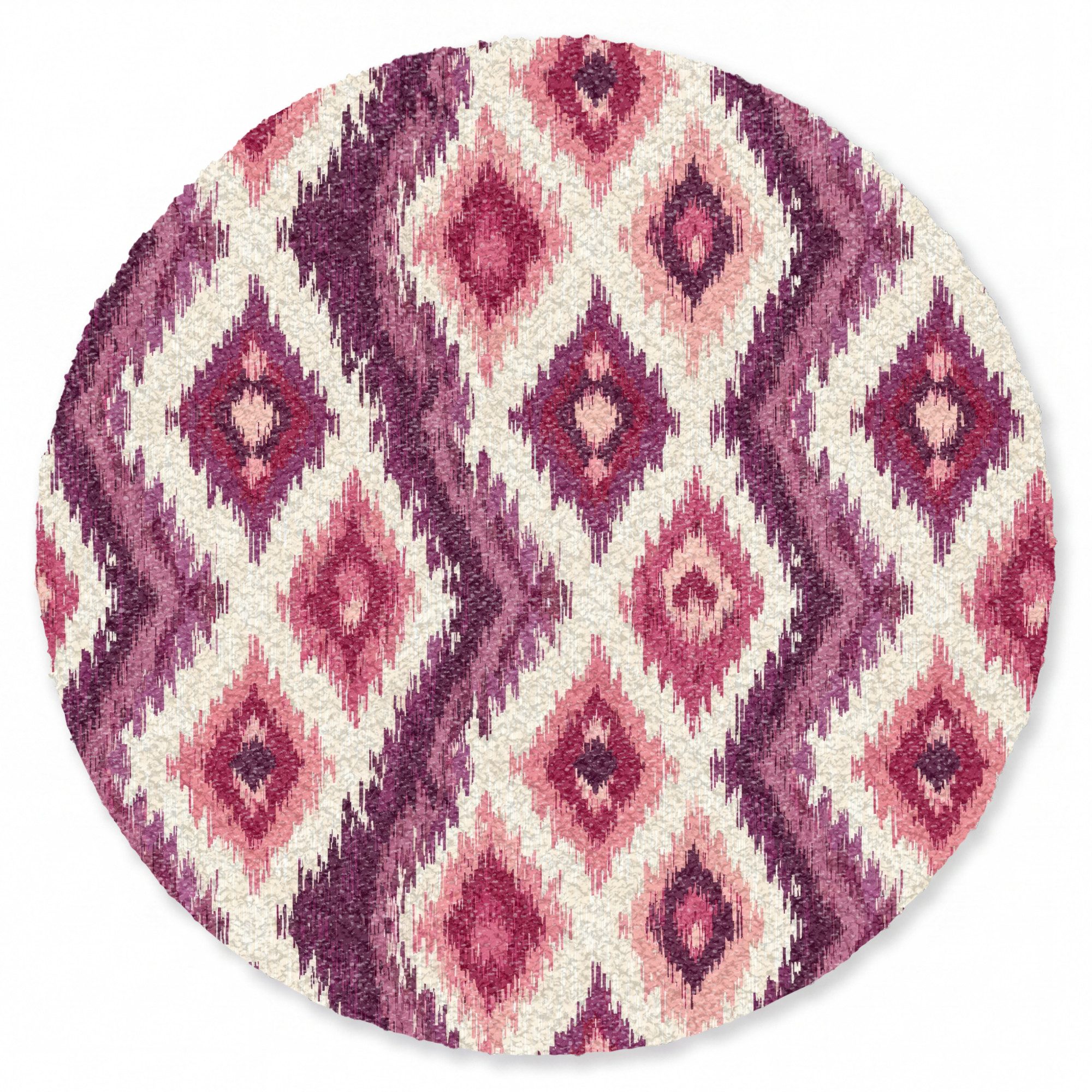 OnlyWow Teppich Rund Muster - Lila - Zickzack, Rechteckig, Wohnzimmer, Schlafzimmer, Kurzflor 90x90 cm