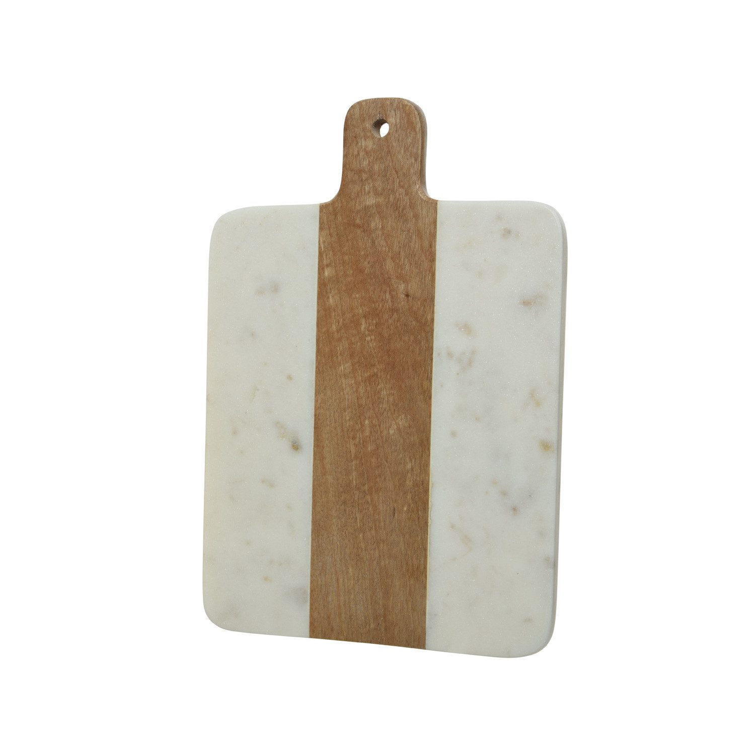 Schneidebrett Vesperbrett aus Mangoholz Marmor weiß braun Servierbrett 30cm