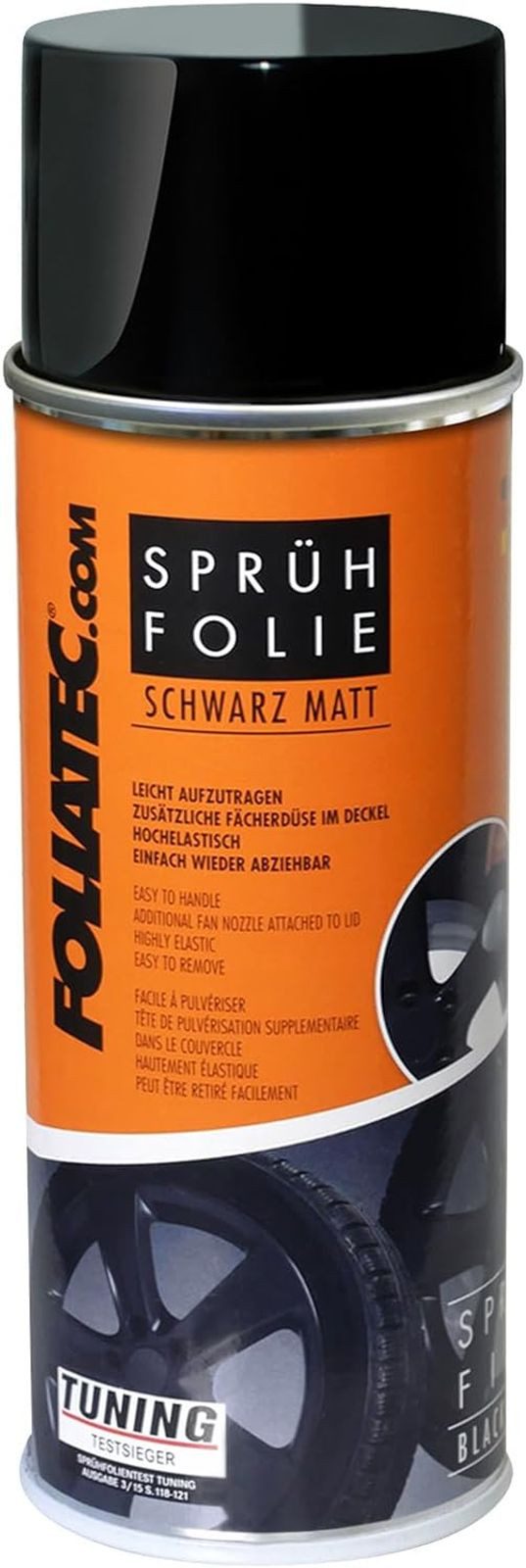 FOLIATEC Vollton- und Abtönfarbe Sprühfolie Auto Felgenfolie Sprüh Lack Abziehbar schwarz matt 400ml – Bild 3 von 5