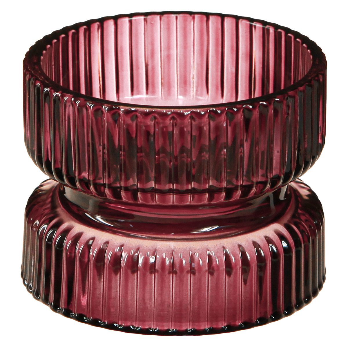 Viana Tischvase Teelichthalter Glas Deko Berry geriffelt Ø9cm H7cm 4er Set -, 4 Stück