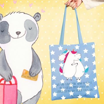 Mr. & Mrs. Panda Tragetasche Einhörner Umarmen - Sky Blue - Geschenk, Beuteltasche, Schwester, Jut (1-tlg), Modisches Design
