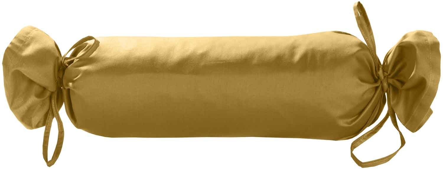 Nackenrollenbezug Mako Satin Nackenrollen Bezug 15x40 uni einfarbig, BETTWAESCHE-MIT-STIL (1 Stück) Gold