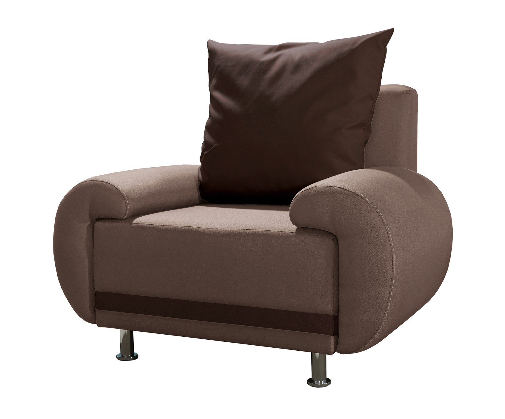 Fun Möbel Sessel Clubsessel MIKA (inkl. 1 Rückenkissen, auch als 3er Sofa oder 3-1-1-Set erhältlich) Sand-Braun