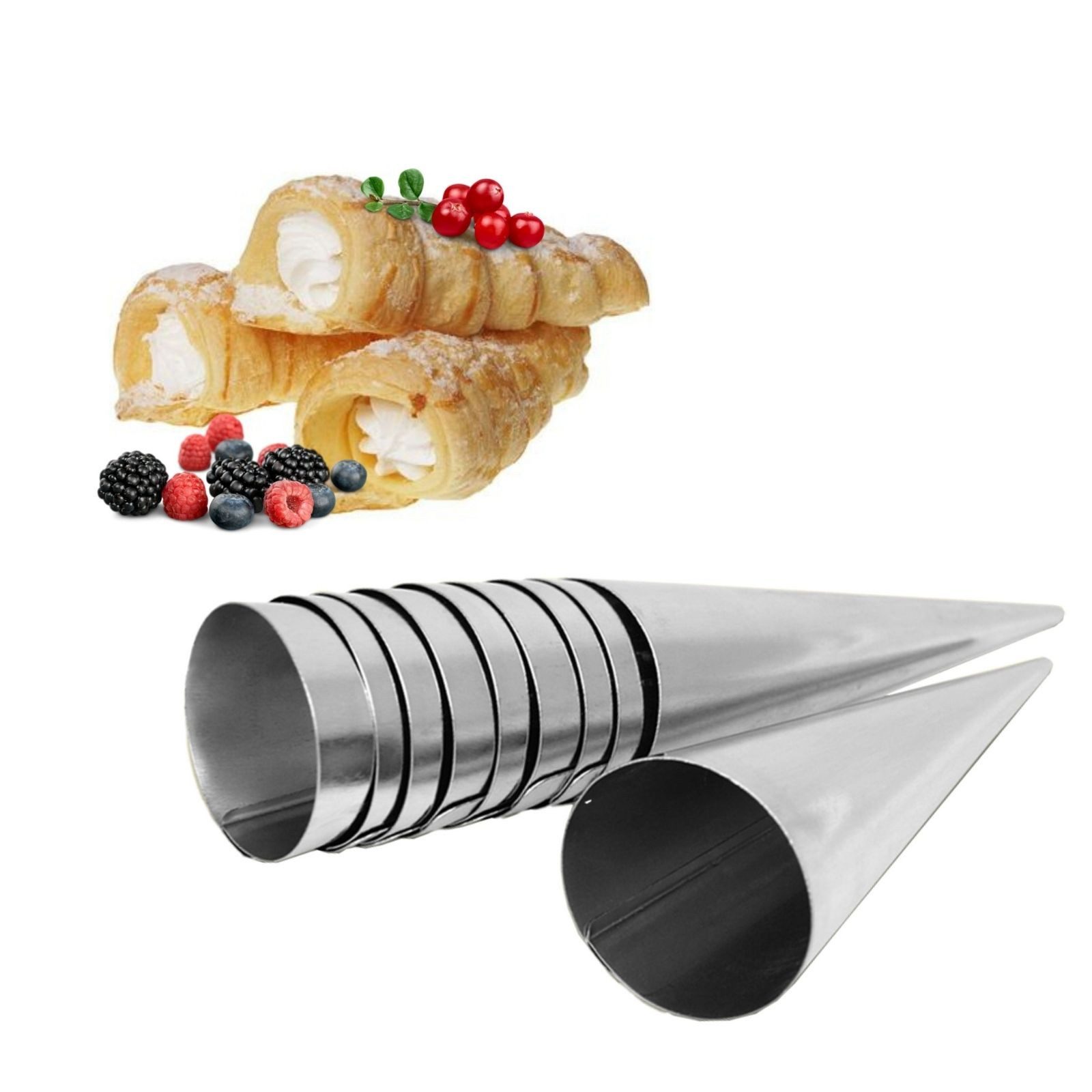 BIG-PAN Backform Backform 10-er Set Trubotschki aus Edelstahl, groß, L-14 cm Ø3,5 cm, (Cannoli Trubotschki)