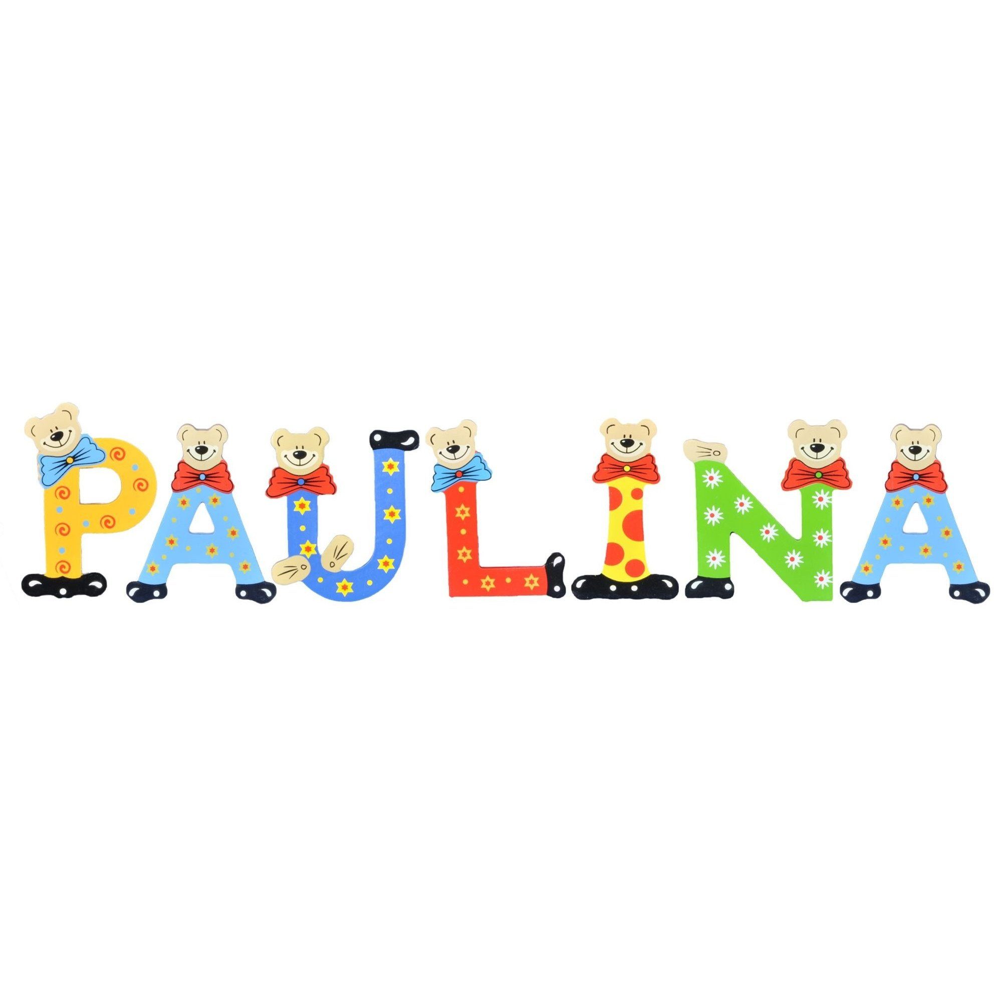 7 Playshoes Kinder - (Set, Namen-Set, Deko-Buchstaben sortiert PAULINA St), Holz-Buchstaben