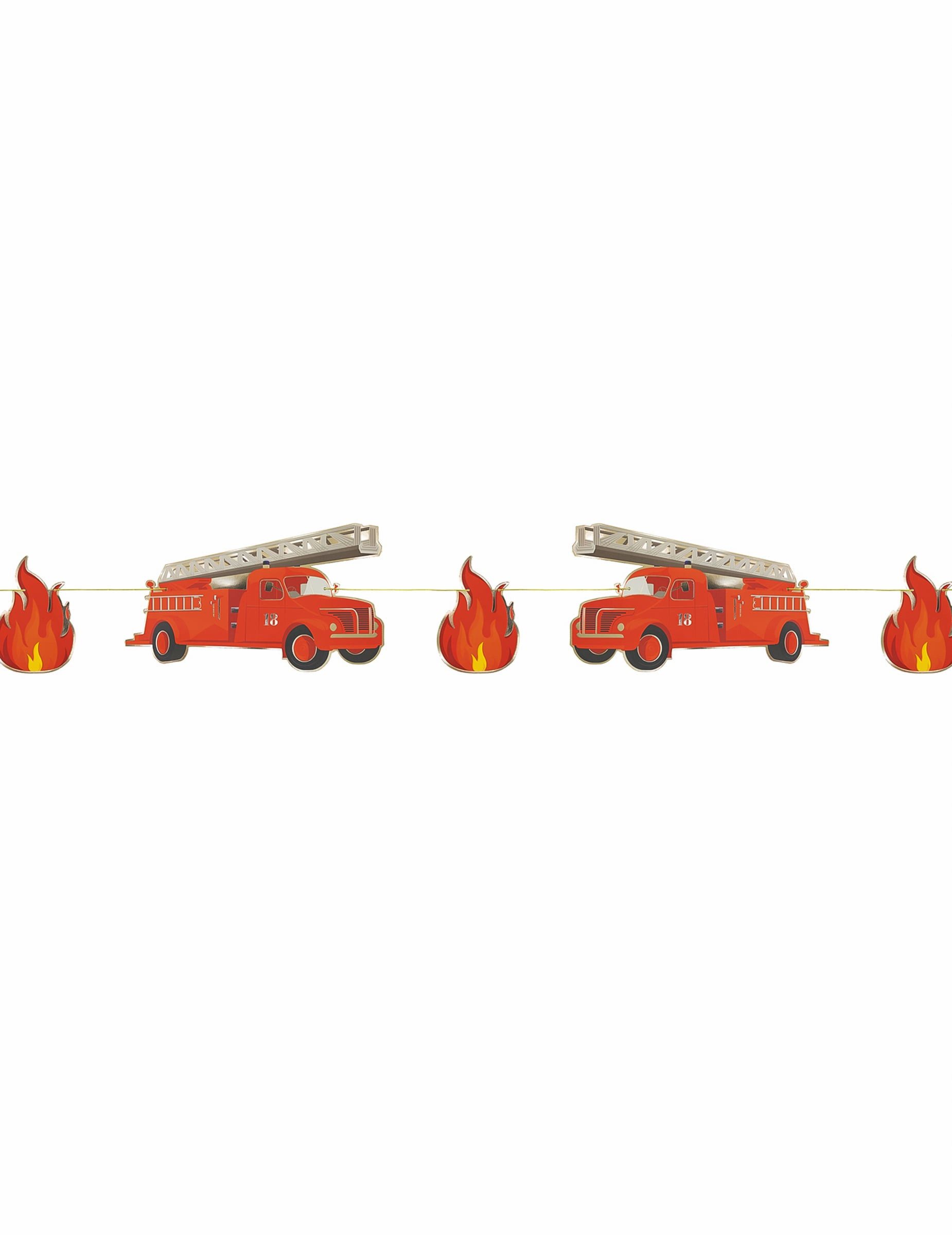 PartyPro Kostüm Feuerwehr-Girlande Kinderparty-Raumdeko rot-schwarz 3 m