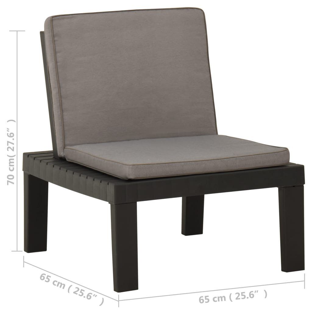 vidaXL Gartenstuhl Kunststoff Auflage Garten-Lounge-Stuhl mit Grau
