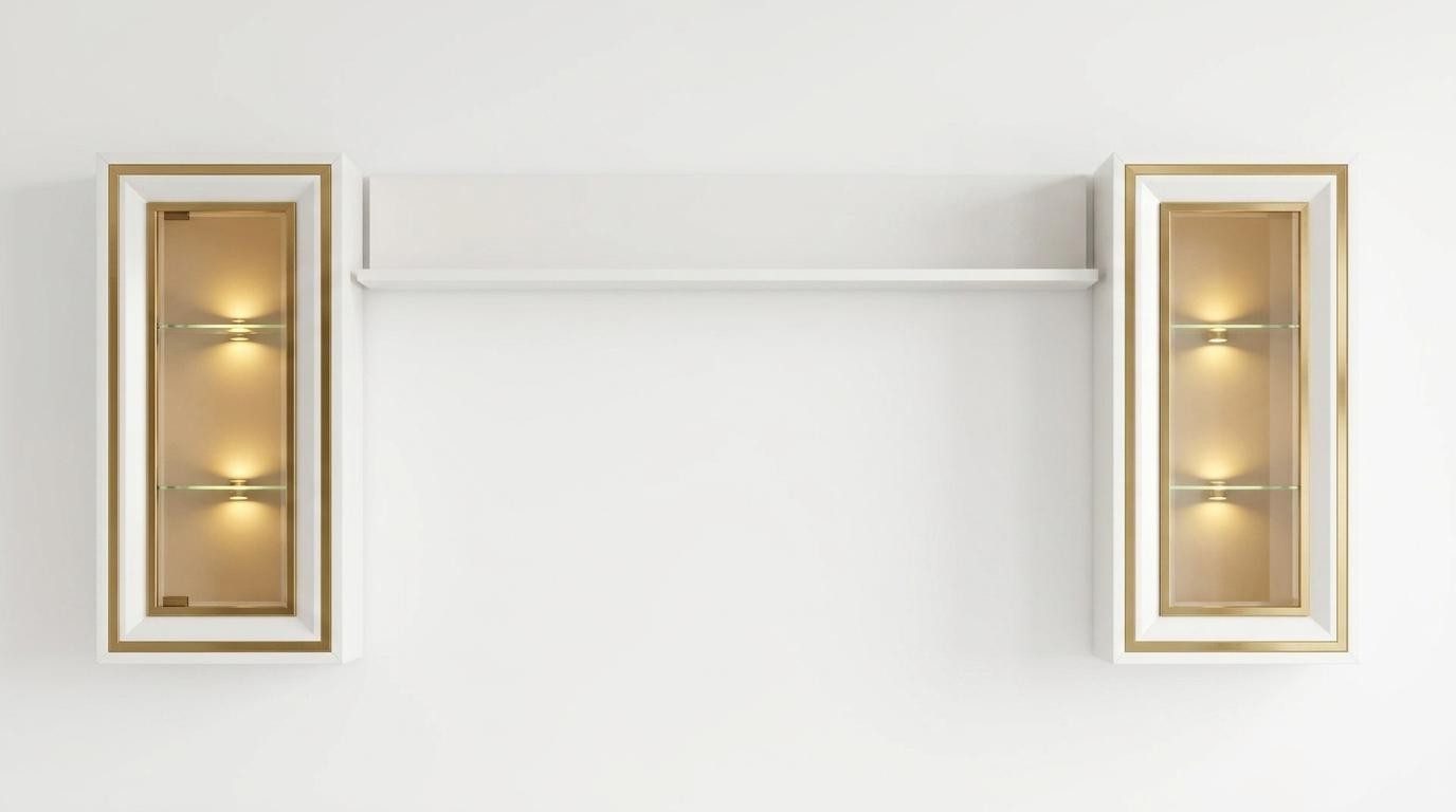 Xlmoebel Wandregal Wandschrank Wandregal Stil modern weiß bequem praktisch Glas, 2-tlg.